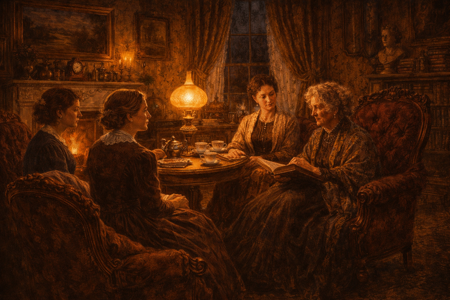 歴史ある室内空間。コネチカットの文学と思想の厚みを感じる風景。