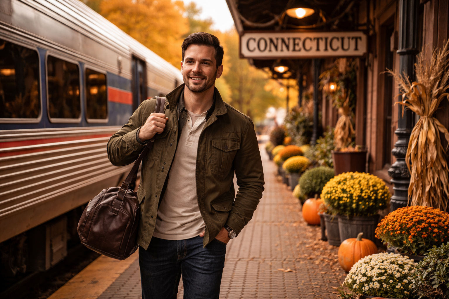 移動、港、街の記憶を感じさせる Connecticut の scene。