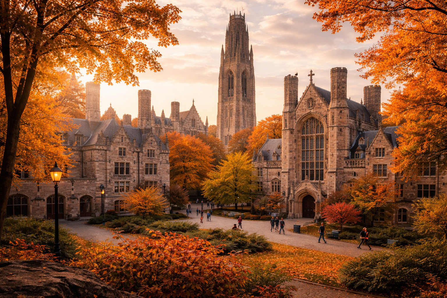 秋のYale周辺。ニューヘイブン2泊の中心になる風景。