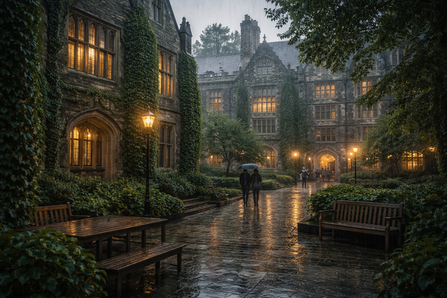 Yaleの中庭。ニューヘイブン歩きの起点にふさわしい風景。